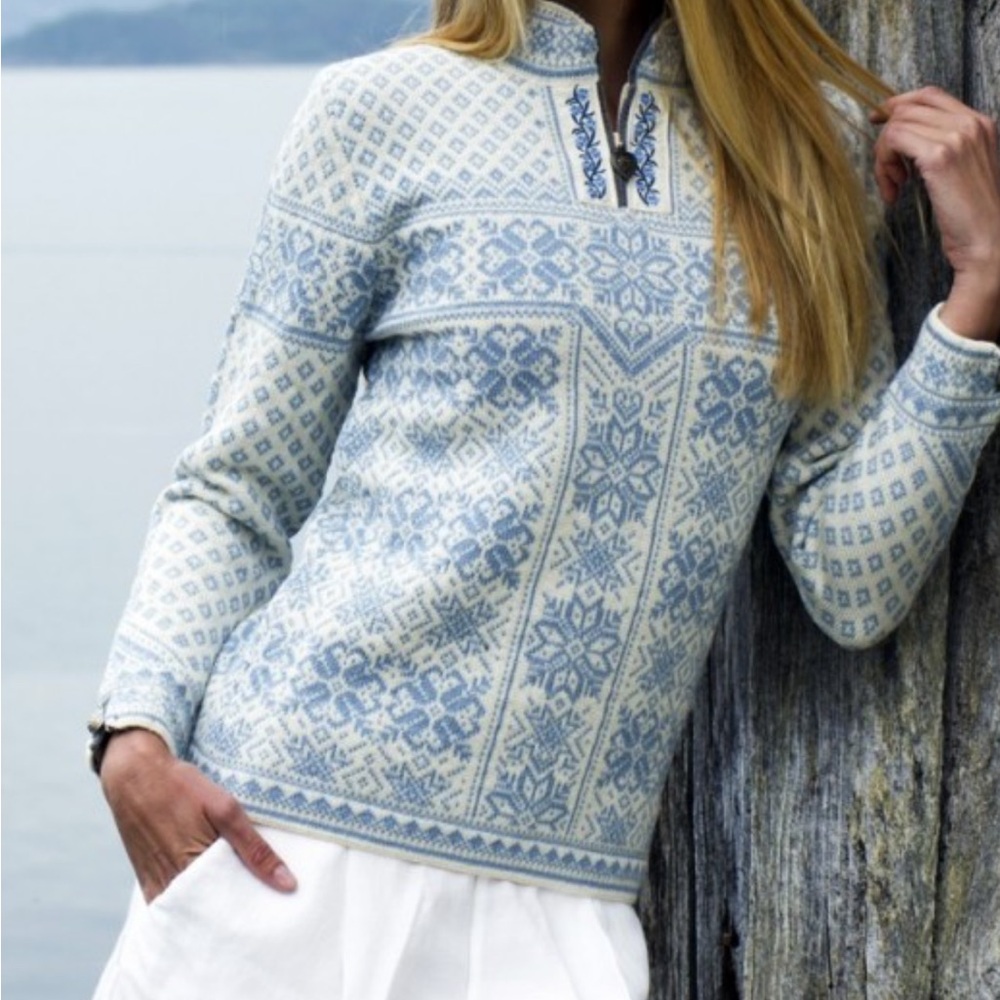Dale of Norway Blue and Cream Peace Sweater size XXL.  NWT's